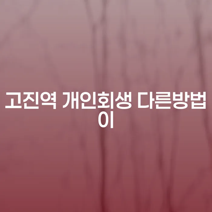 고진역 개인회생 다른방법이