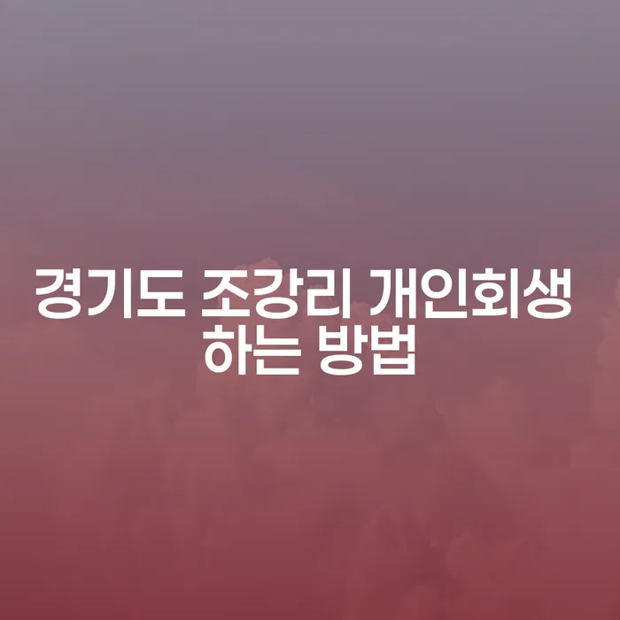 경기도 조강리에서 개인회생을 어떻게 시작할 수 있을까요?